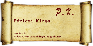 Páricsi Kinga névjegykártya
